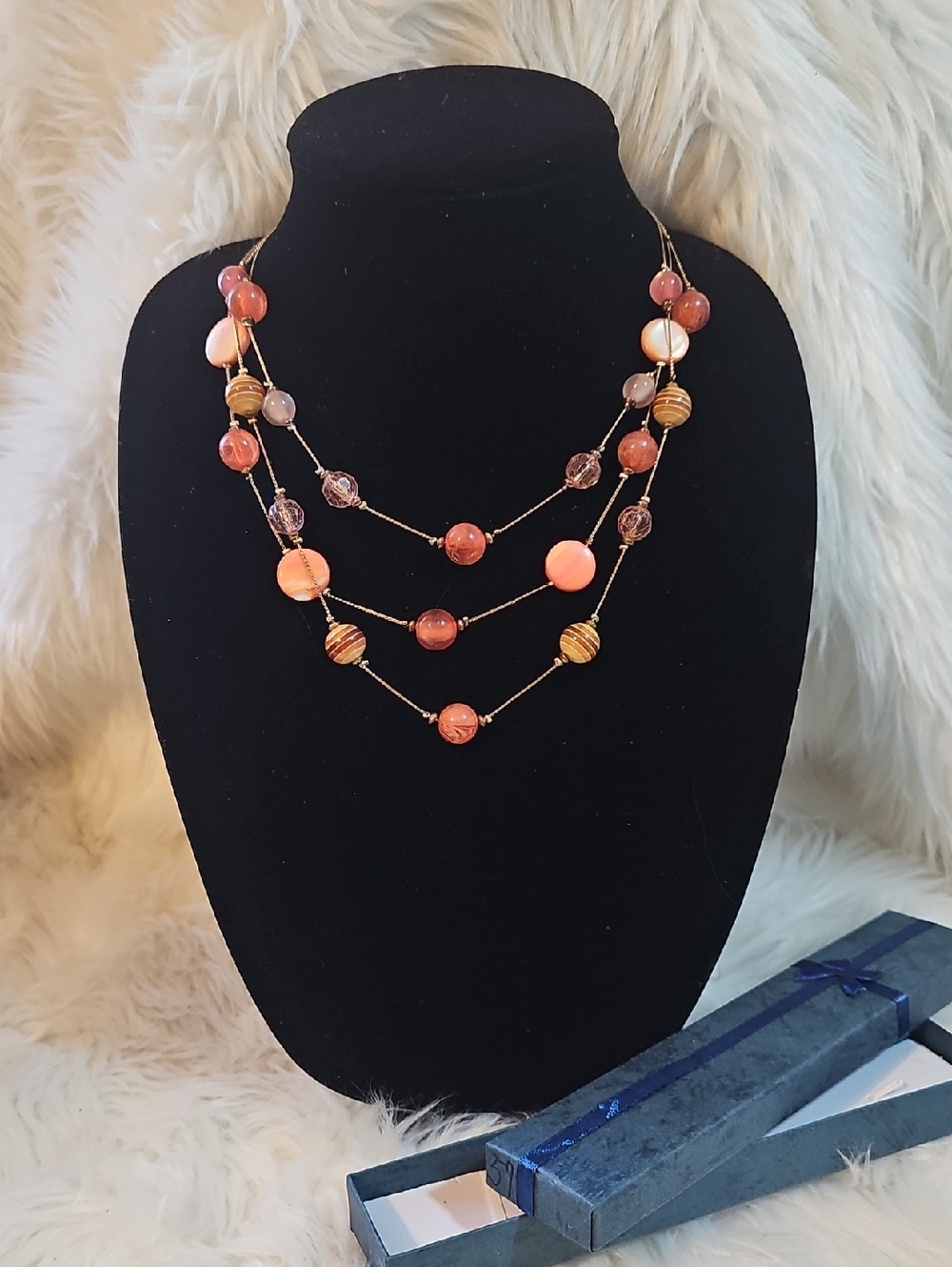 Multi-Strand Pink and Coral Beaded Necklace - Women Jewelry #59